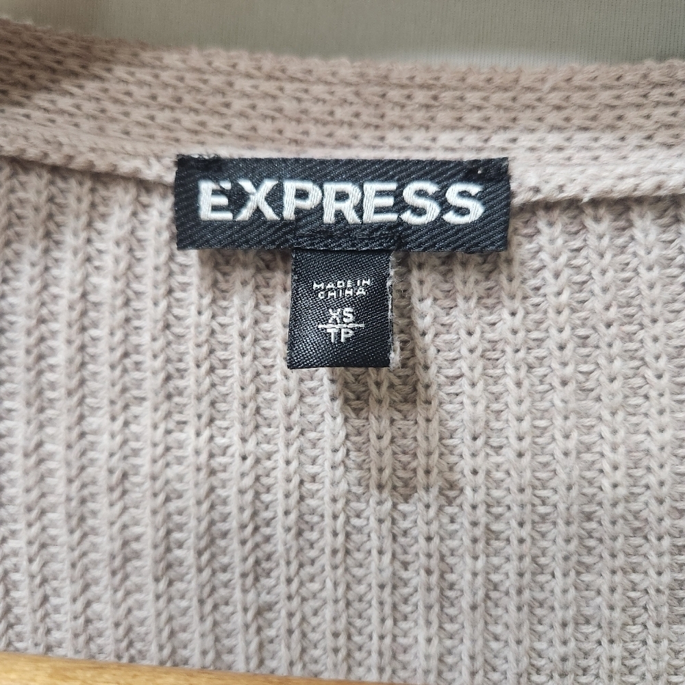 Express Women's V-Neck Sweater - Light Brown 100% Coton - Picture 10 of 11
